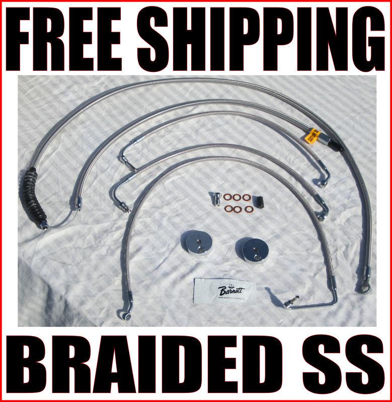 Barnett braided sainless steel brake line clutch cable kit harley touring 8-10"