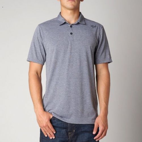 Fox racing rookie mens short sleeve polo shirt heather gray sm