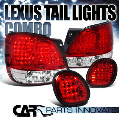 98-05 lexus gs300 400 430 rear red clear led tail lights+trunk lamps 4pc