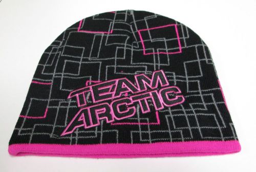 2016 women&#039;s team arctic cat squares pink &amp; black beanie hat 5259-862