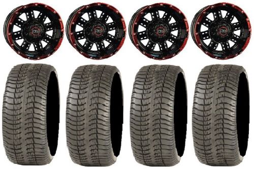Madjax transformer black/red golf wheels 12&#034; 215x40-12 tires ez-go &amp; club car