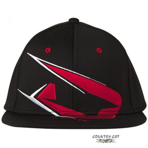 Drift racing adult big &#034;d&#034; flat brim baseball cap hat - black / red - 5245-501