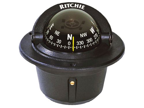 New f50 black explorer flush mount marine compass for power boat - ritchie f-50