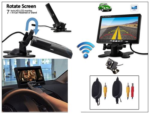 Wireless car rear view camera kit &amp; 7&#034; lcd monitor mirror night vision reversing