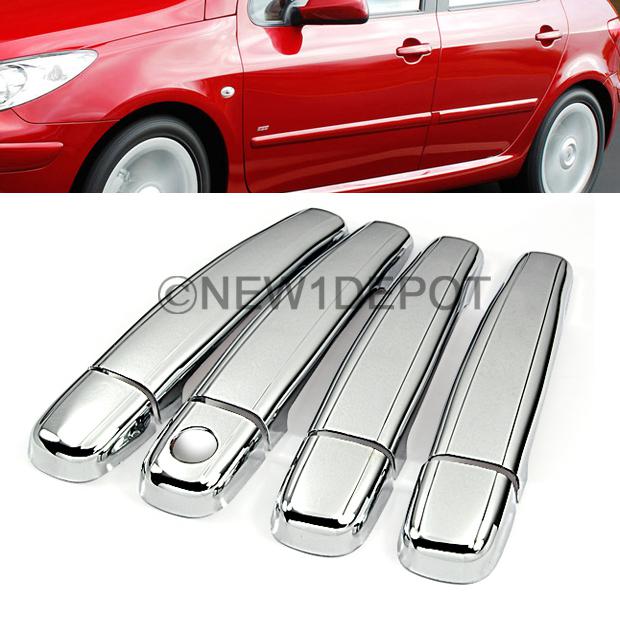 New triple chrome door handle cover trims fit for 2001-2008 peugeot 307 sedan 