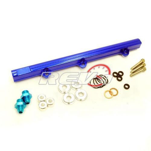 Rev9 mitsubishi evolution evo 1 2 3 4g63 aluminum fuel injector rail blue