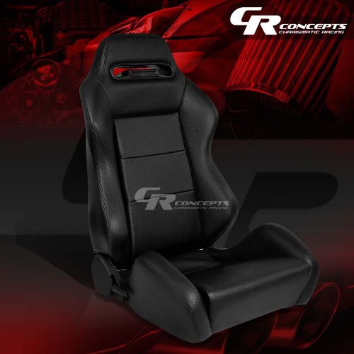 2 type-r 100% real leather sports racing seats+mounting sliders passenger side