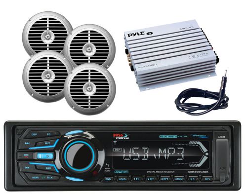 Usb bluetooth ipod aux marine boss radio,4 6.5&#034; speakers,400w amplifier,antenna