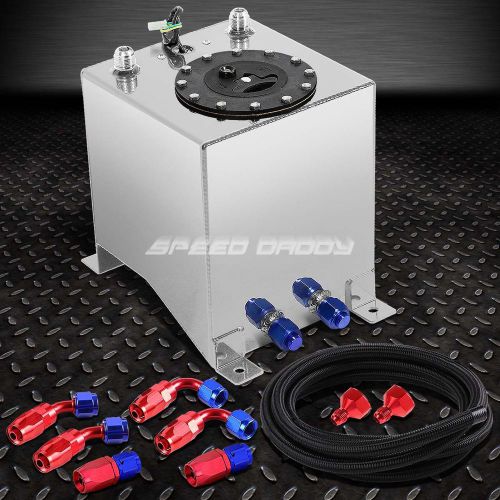 2.5 gallon/9.5l polish aluminum fuel cell tank+level sender+nylon fuel line kit