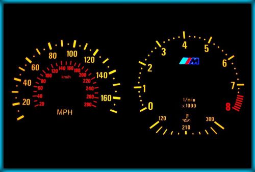 G116 bmw e36 m3 91-99 uk 160mph black/amber el plasma glow gauges cluster dials