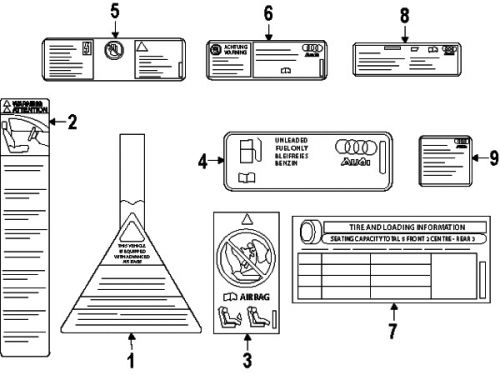 Audi 4g0010502aq genuine oem tire info label