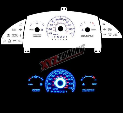 Blue reverse el indiglo glow white gauge face for 95-99 cavalier at no rpm gauge