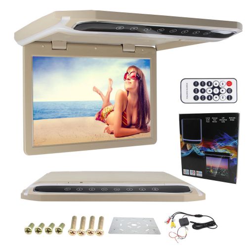 2av-in 1080p car roof mount flip down overhead ceiling monitor 12.1&#034; lcd fm/sd