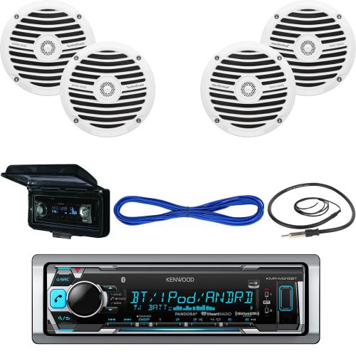 Kmrm315bt boat bluetooth usb radio, cover, 6.5&#034; marine speakers/wiring, antenna