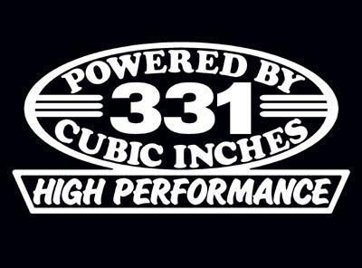 2 high performance 331 cubic inches decal set hp v8 engine emblem stickers