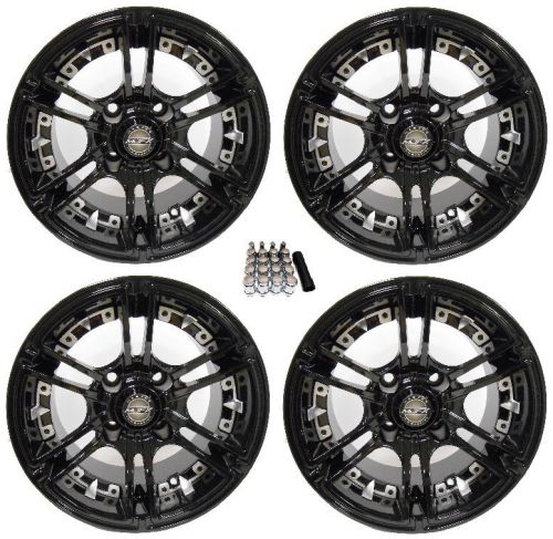 Madjax 10&#034; mirage black/silver golf cart wheels/rims ez-go &amp; club car