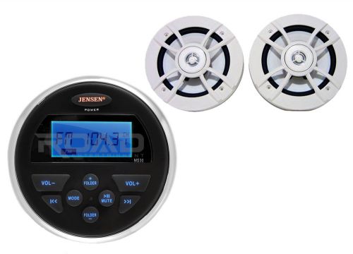 Jensen ms30 boat marine usb am fm aux radio, 2 kenwood 100w 6.5&#034; marine speakers