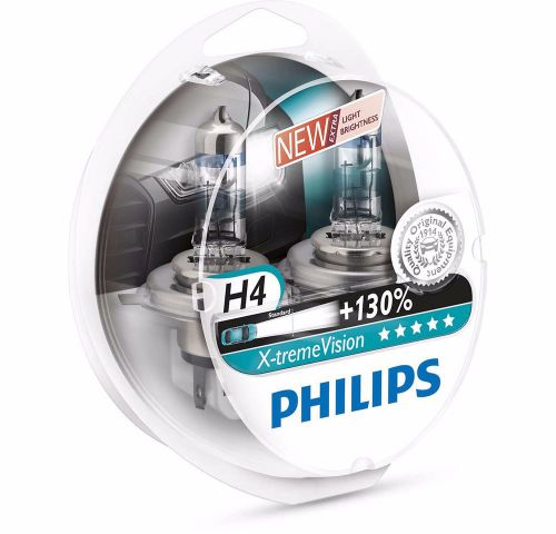 H4 philips x-treme vision +130% halogen headlight bulb 12342xv+s2 h4 12v 55w