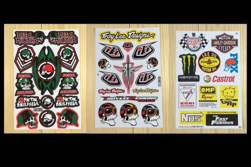 Metal mulisha,rockstar energy,red bull racing athlete decals:offset printed 3sh