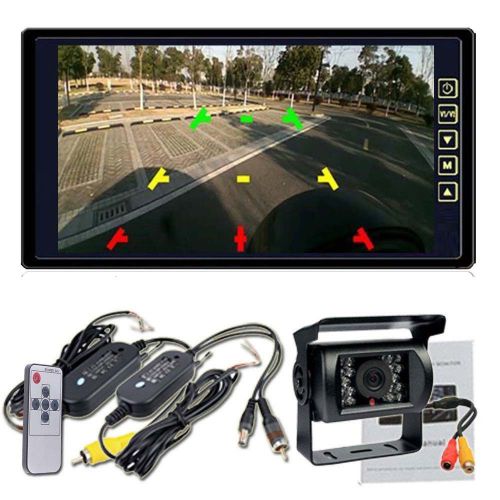 Wireless night vision backup camera+9&#034; car rear view mirror monitor fr bus truck