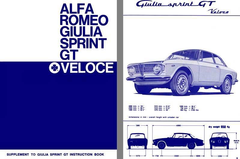 Alfa romeo 1967 - alfa romeo giulia sprint gt veloce supplement to giulia sprint