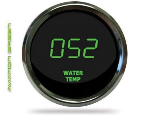 Led digital water temperature gauge w/ sender green leds chrome bezel dash auto!