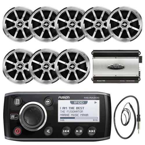 Jensen 760w marine amplifier, fusion weatherband usb radio,6.5&#034; speakers,antenna