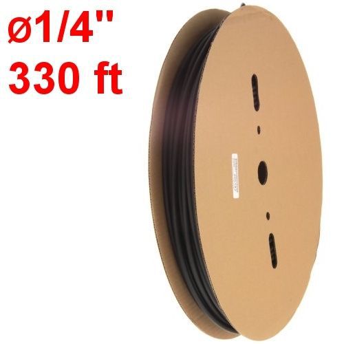 330 ft Ø1/4&#034; heat shrink tubing wire wrap black polyolefin 2:1 shrink ratio