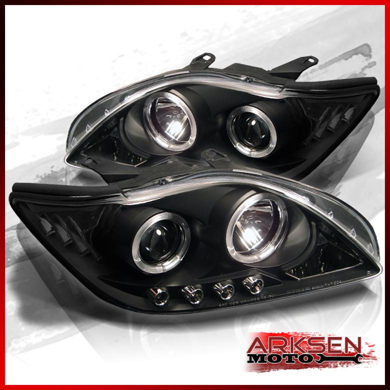 Black 05-07 scion tc dual halo projector led headlights lights lamps pair set