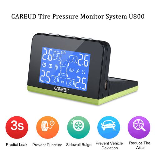 U800 lcd auto tpms tire pressure monitoring system + 4 internal sensors solar us