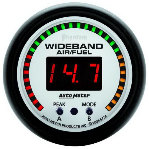 Auto meter 5778 air/fuel ratio meter wideband 2-1/16&#034; white face phantom