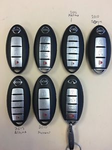 Lot of 7 used nissan smart key remote keyless entry fob cut key blade cwtwbu739