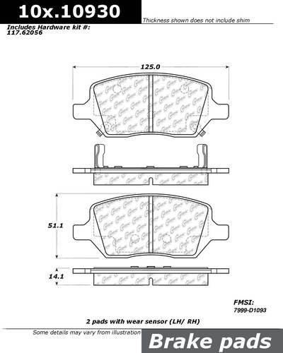 Centric 105.10930 brake pad or shoe, rear