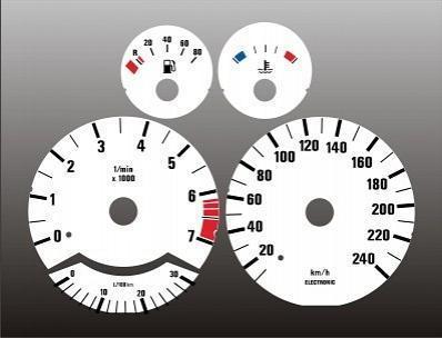 1989-1995 bmw e34 metric 5 series instrument cluster white face gauges kmh kph