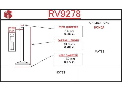 Engine auxiliary valve itm rv9278 fits 82-83 honda civic 1.3l-l4