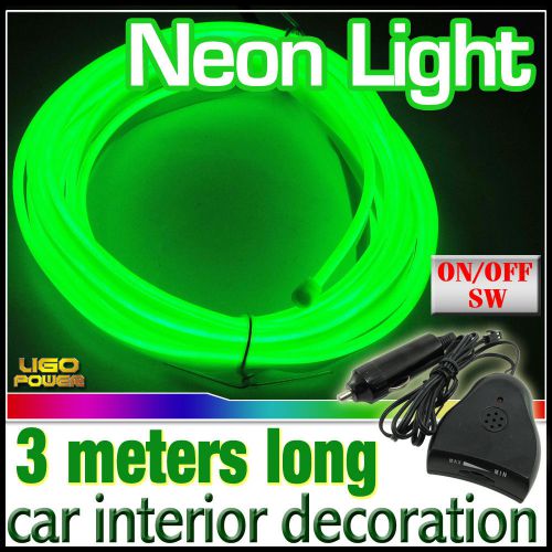 3m green flexible neon light glow el-wire rope car party strip sound control