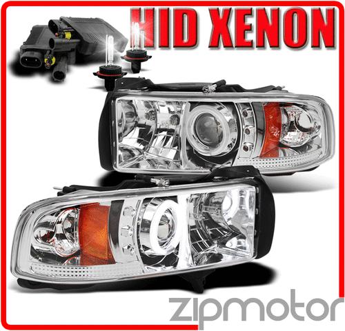 1994-2001 dodge ram ccfl halo led projector head lights+hid 6000k 1500 2500 3500