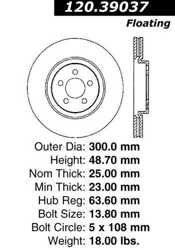 Centric 120.39037 front brake rotor/disc-preferred premium rotor