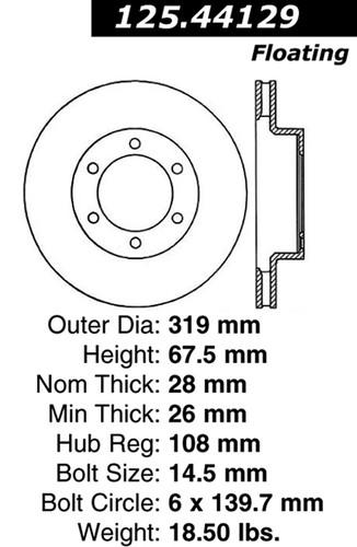 Centric 125.44129 front brake rotor/disc-high carbon rotor