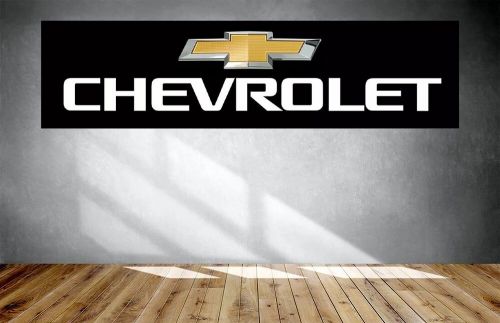 Chevrolet logo car 2x8 ft black flag / banner garage mane cave wall decore