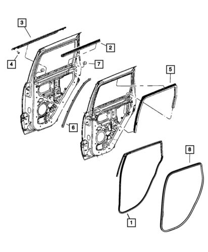 Genuine mopar rear door belt outer weatherstrip left 68257255ae