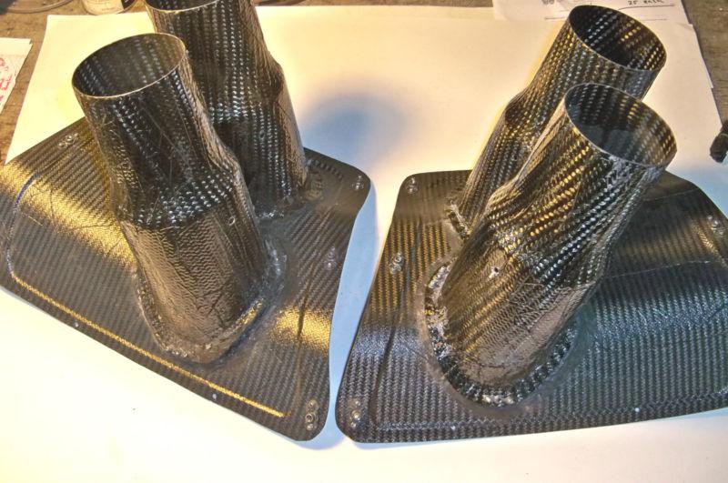 Rcr carbon fiber dual nose ducts & matching nose flanges nice nascar arca