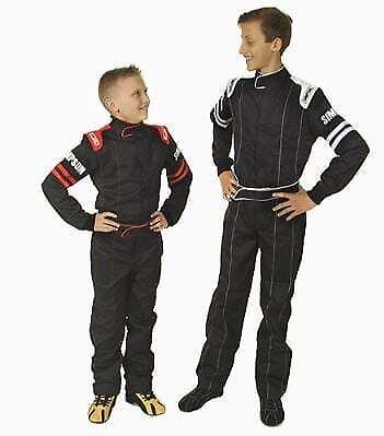 Simpson racing ly23071 legend ii (sfi-1) racing suit - youth xs - black/red