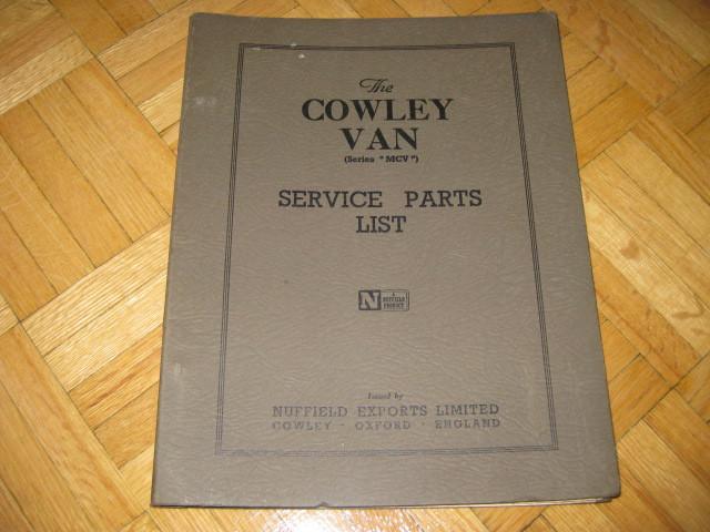 1951 morris cowley van mcv service parts list manual original