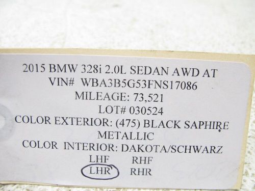 12-19 bmw f30 335i 328i rwd xdrive sedan door panel rear left oem 030524