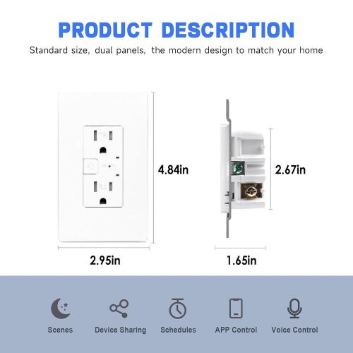 Smart wall outlet, tamper-resistant electrical 1, white