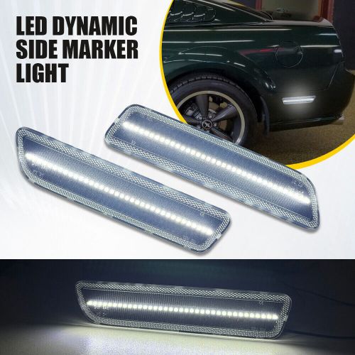 Clear rear bumper led side marker lights lamp white for 2005-2009 ford mustang