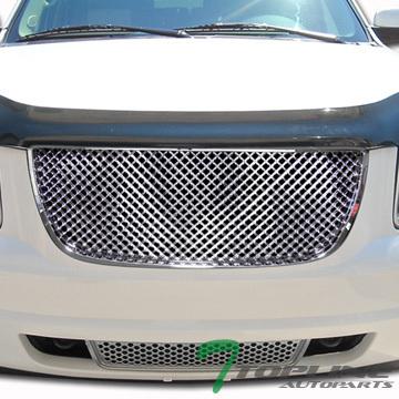 Chrome 3d mesh upper+lower front hood bumper grill grille 07-12 gmc yukon denali