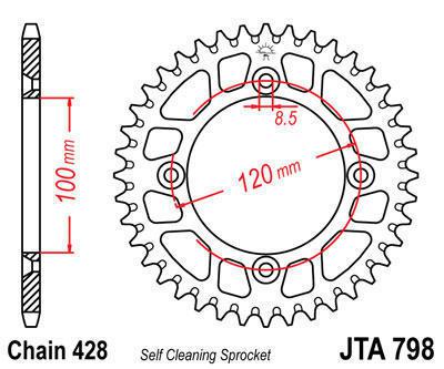 Jt sprocket rear 47t aluminum fits yamaha yz80 e,f,g,h,j,k,l,m,n 1993-2001