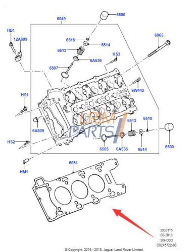 Land rover lr4 sport jaguar 3.0 cylinder head 5 layer gasket lr105300 lr105301